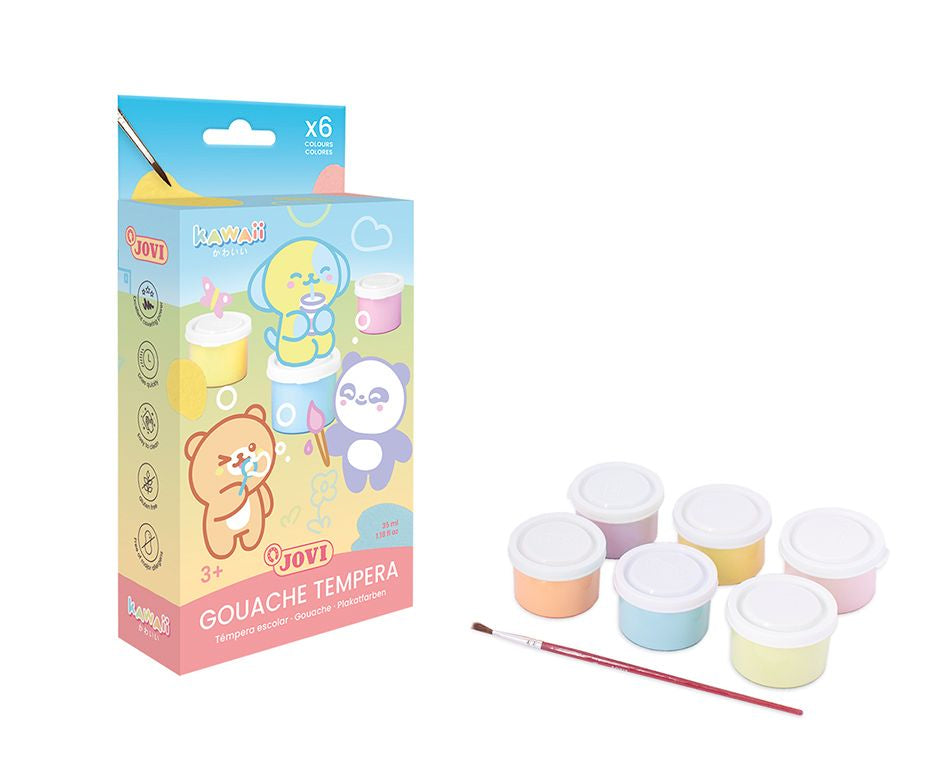 Jovi Kawaii Gouache – Mehrfarbig – 8 Farben, 8×15 ml (120 ml) – für Papier, Holz, Stoff