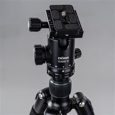 Dörr Classic 36 Kugelkopf – Aluminium, Traglast 5 kg, 395 g, 1/4", 3/8" – Schwarz