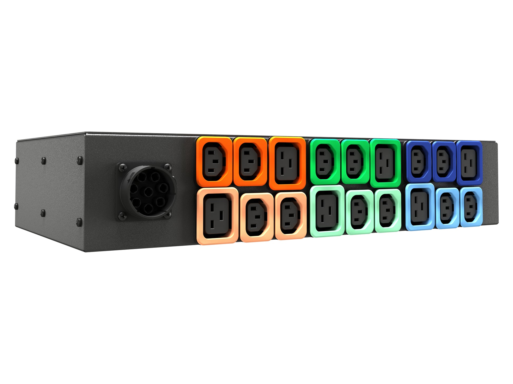 Vertiv U1071L PDU 2U Horizontal – 18× AC-Ausgänge (C13/C19-Koppler), 230/400 V, 32 A, 22,0 kVA – Schwarz