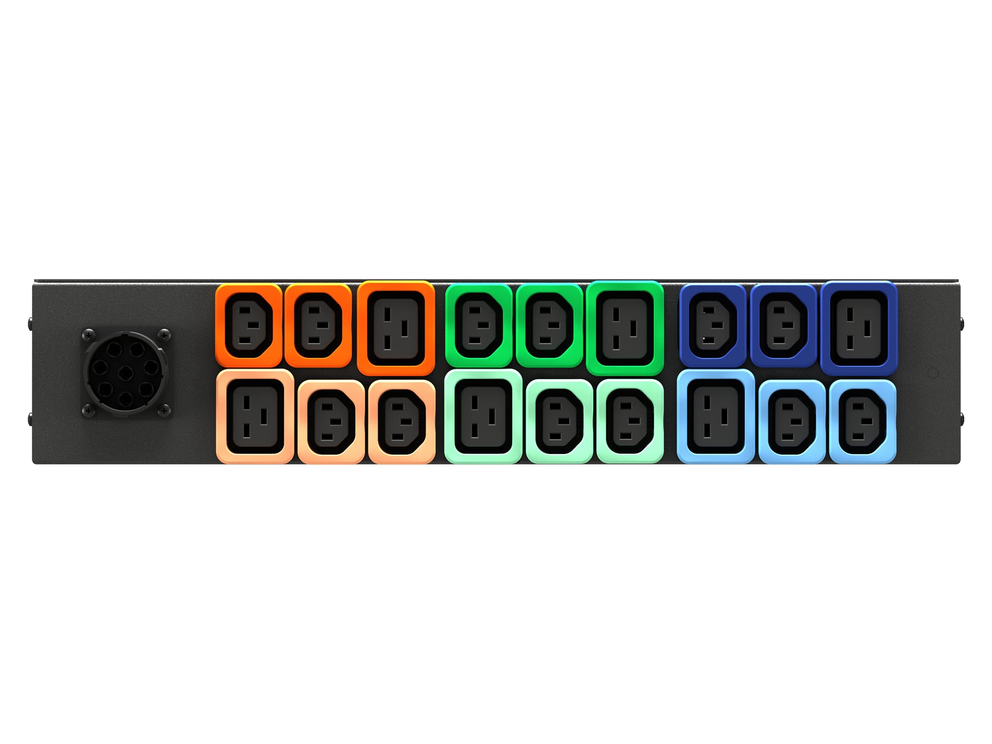 Vertiv U1071L PDU 2U Horizontal – 18× AC-Ausgänge (C13/C19-Koppler), 230/400 V, 32 A, 22,0 kVA – Schwarz