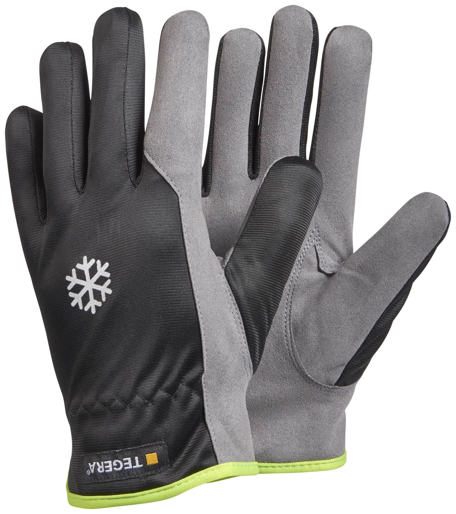 Ejendals Tegera – Arbeitshandschuhe 322 – Grösse 9, 1 Paar – Synthetikleder, Acryl-Fleece – Schwarz/Grau, Kälteschutz
