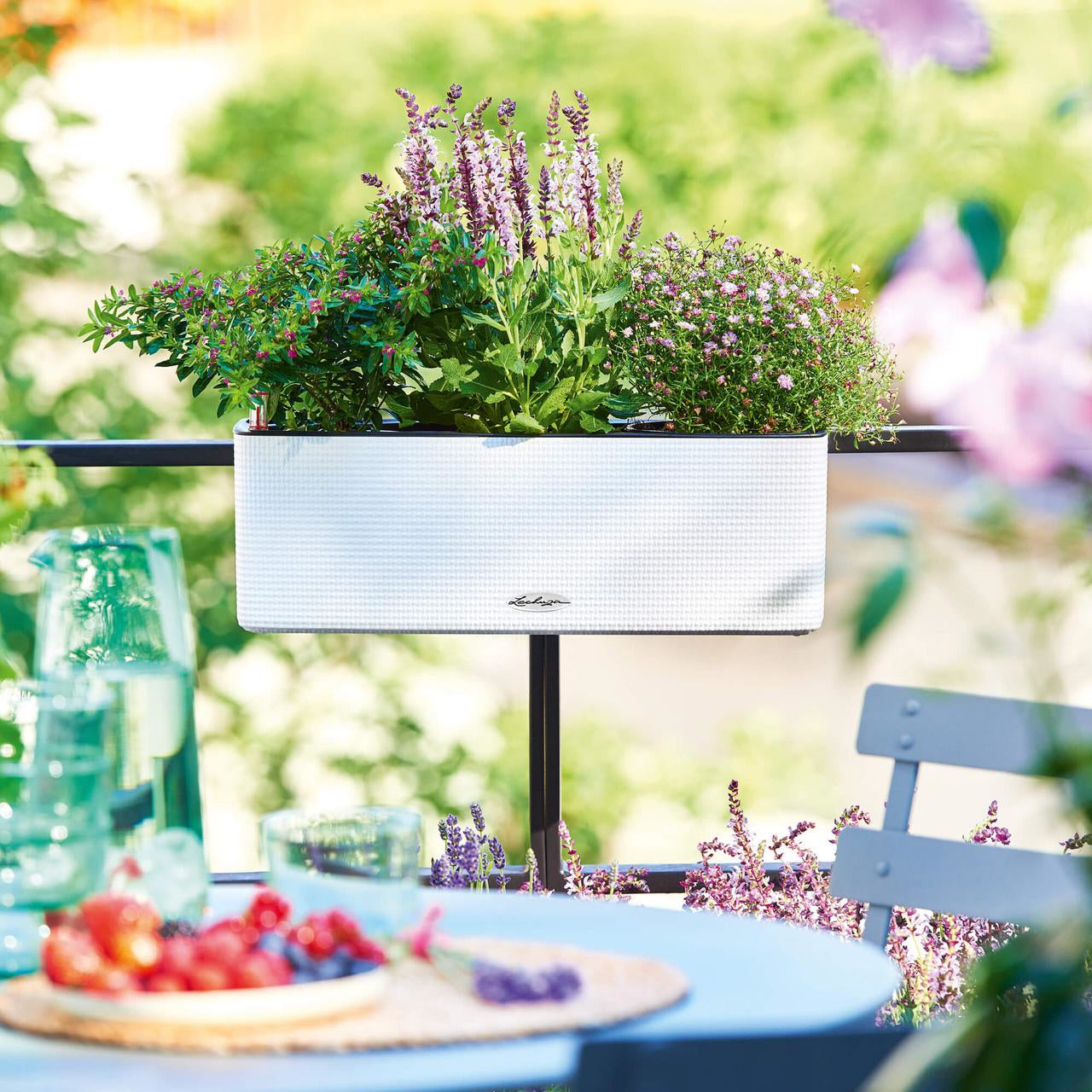 LECHUZA Hängendes Pflanzgefäss, 14 × 13,5 × 40 cm – Polypropylen & Kunststoff, Weiss