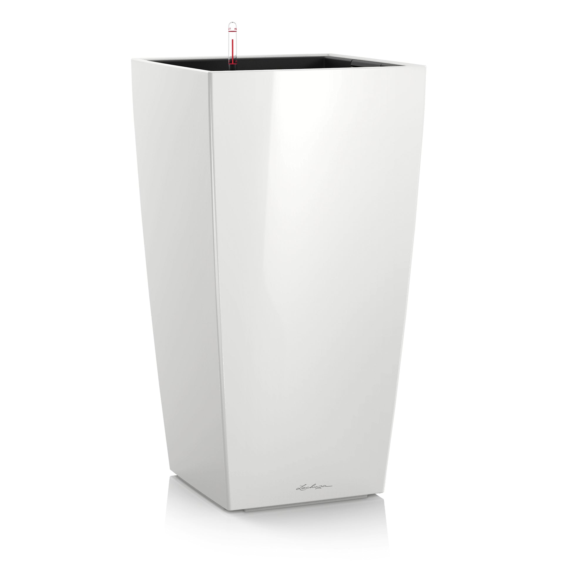 LECHUZA Cubico Premium 30 Topfpflanzer – 29,5 × 29,5 × 56,5 cm – Kunststoff, weiss
