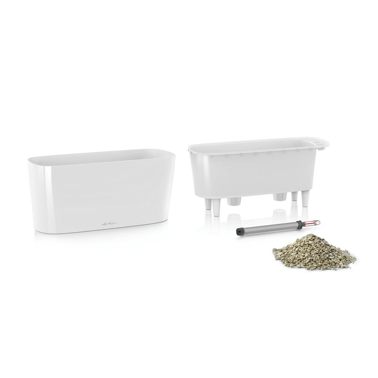 LECHUZA Topfpflanzer – 40 × 18 × 15 cm – Polycarbonat & Polypropylen, weiss