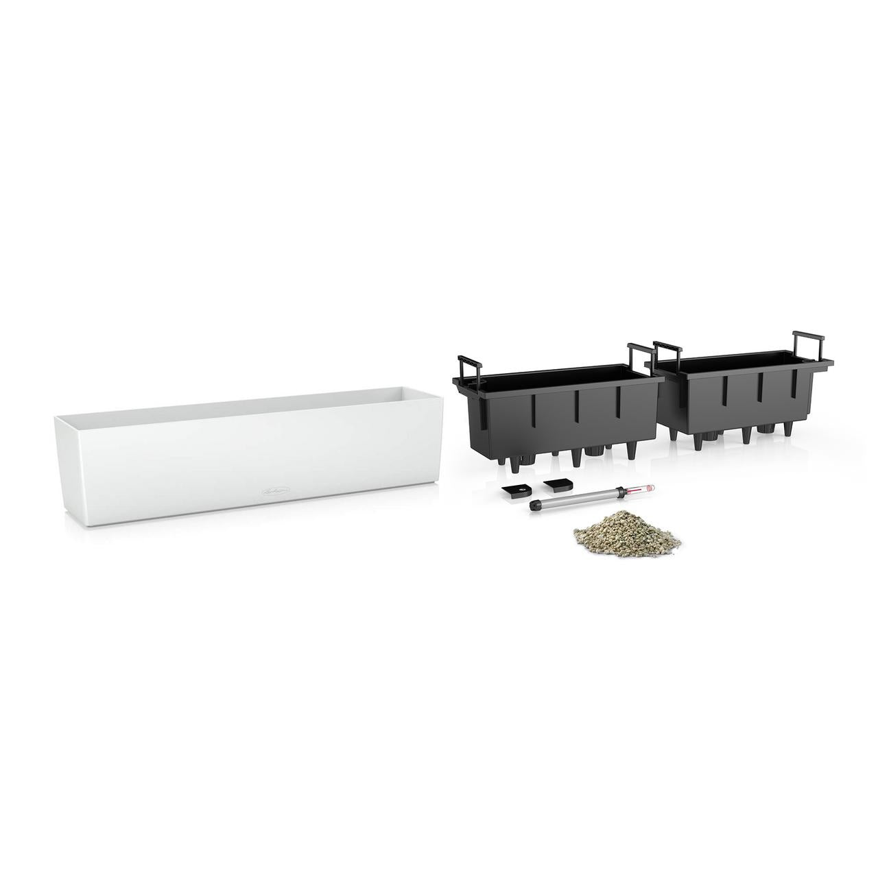 LECHUZA Balconera Color 80 Pflanzgefäss – 79 × 19 × 19 cm – Kunststoff & Polypropylen, weiss