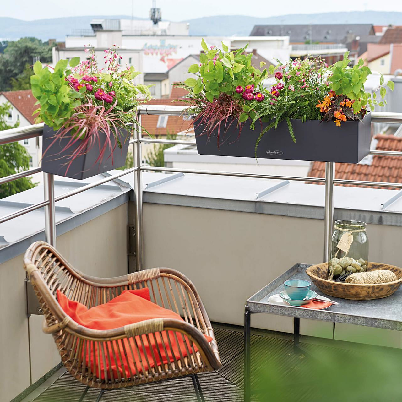 LECHUZA Balconera Color 80 Pflanzgefäss – 79 × 19 × 19 cm – Kunststoff & Polypropylen, weiss