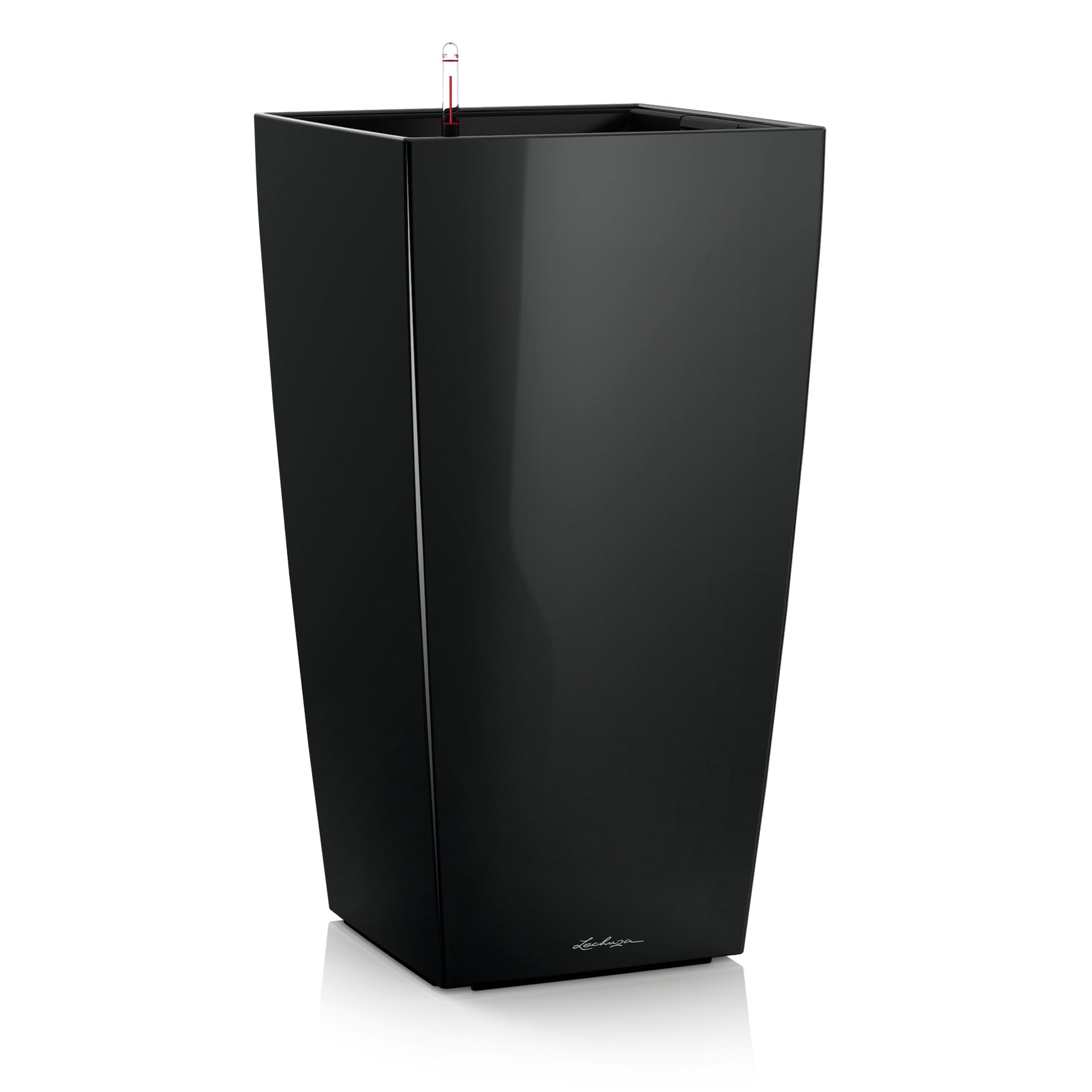 LECHUZA Topfpflanzer – 29,5 × 29,5 × 56,5 cm – Polycarbonat & Polypropylen, schwarz