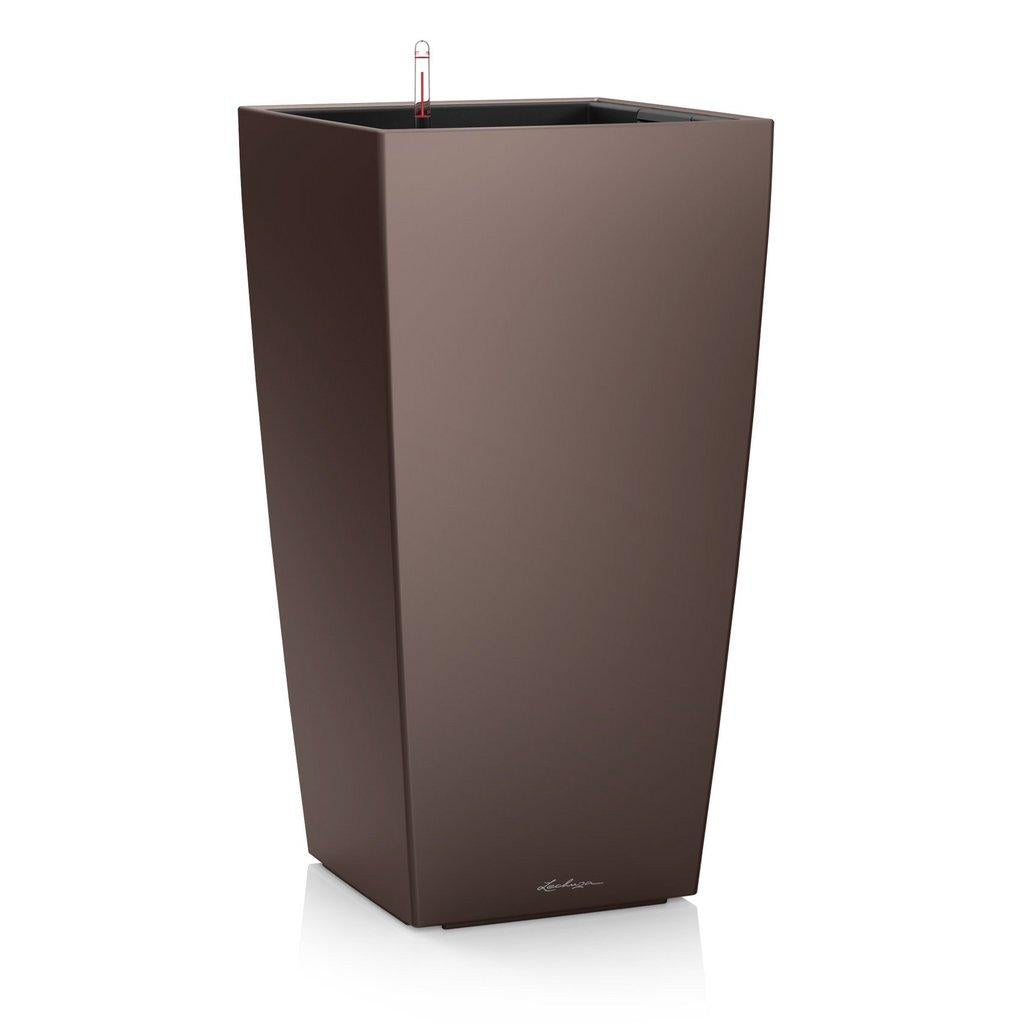 LECHUZA Cubico Premium 22 Tischübertopf – 22 × 41 × 22 cm – Polypropylen, braun