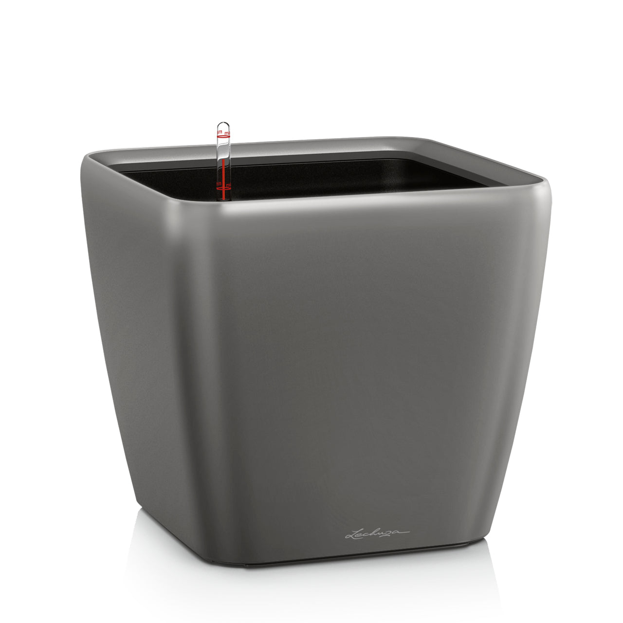 LECHUZA Quadro Premium 21 LS Topfpflanzer – 22,5 × 20,5 × 22,5 cm – Kunststoff, anthrazit, metallisch