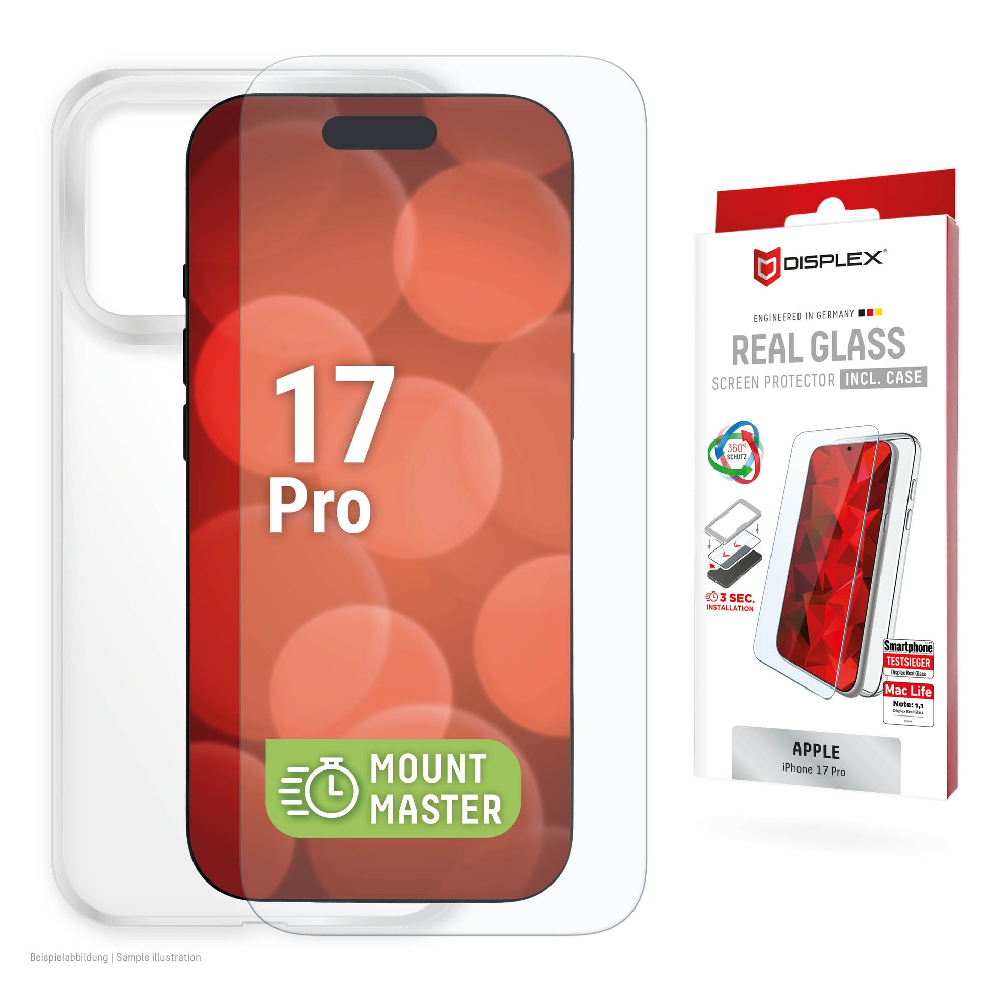Displex Displayschutz (Panzerglas), 10H – für iPhone 17 Pro – mit Applikator