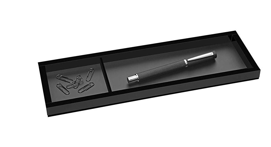 Wedo Black Office Stifteköcher – 2 Fächer, schwarz, Acryl, B 96 × H 19 × T 310 mm