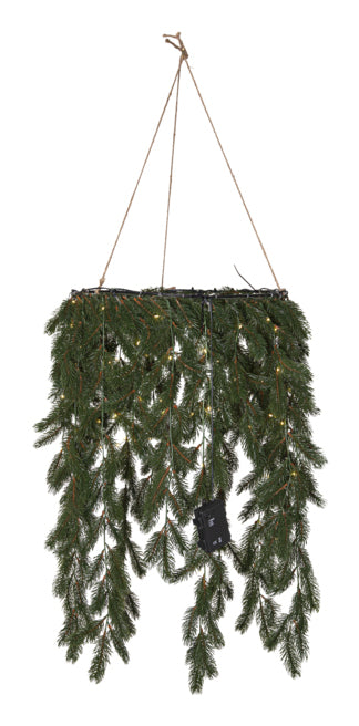 Star Trading Lichterkette/Dekolicht Kranz Erna – Ø 50 cm, Warmweiss (3100 K), 80 LEDs, Batteriebetrieb, Grün