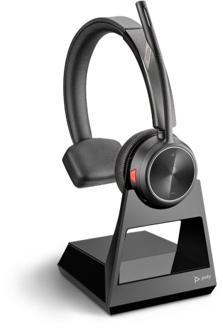 Poly SAVI 7210 Office-Headset – On-Ear, Mono, Kabellos (DECT), mit Basisstation, Schwarz
