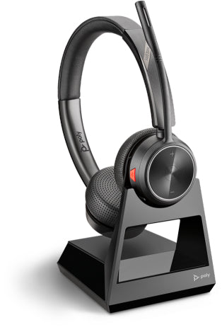 Poly SAVI 7220 – Duo Headset (On-Ear) – DECT, Basisstation, Boom-Mikrofon, Stummschaltung – Schwarz – bis 12 h