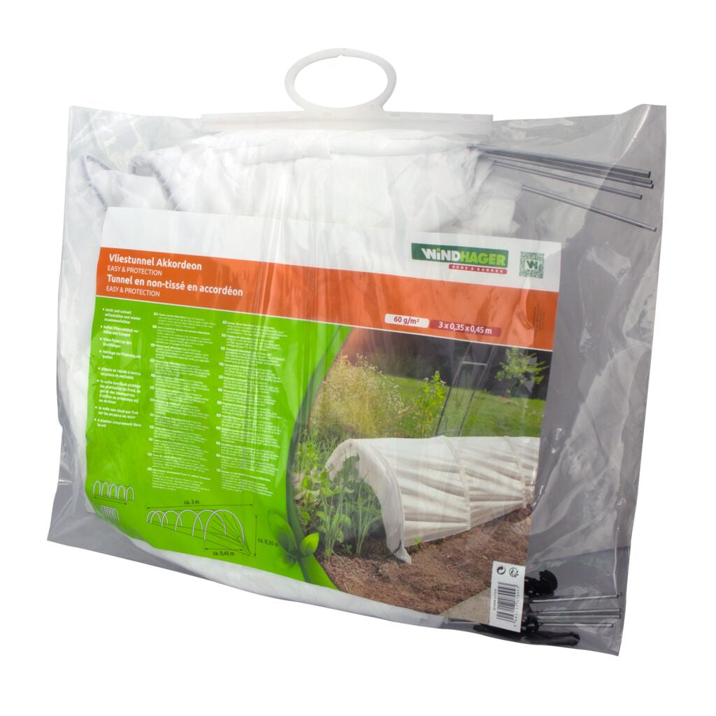 Windhager Folien-Tunnel Akkordeon – 60 cm × 300 cm × 45 cm, 43 g/m², Durchscheinend