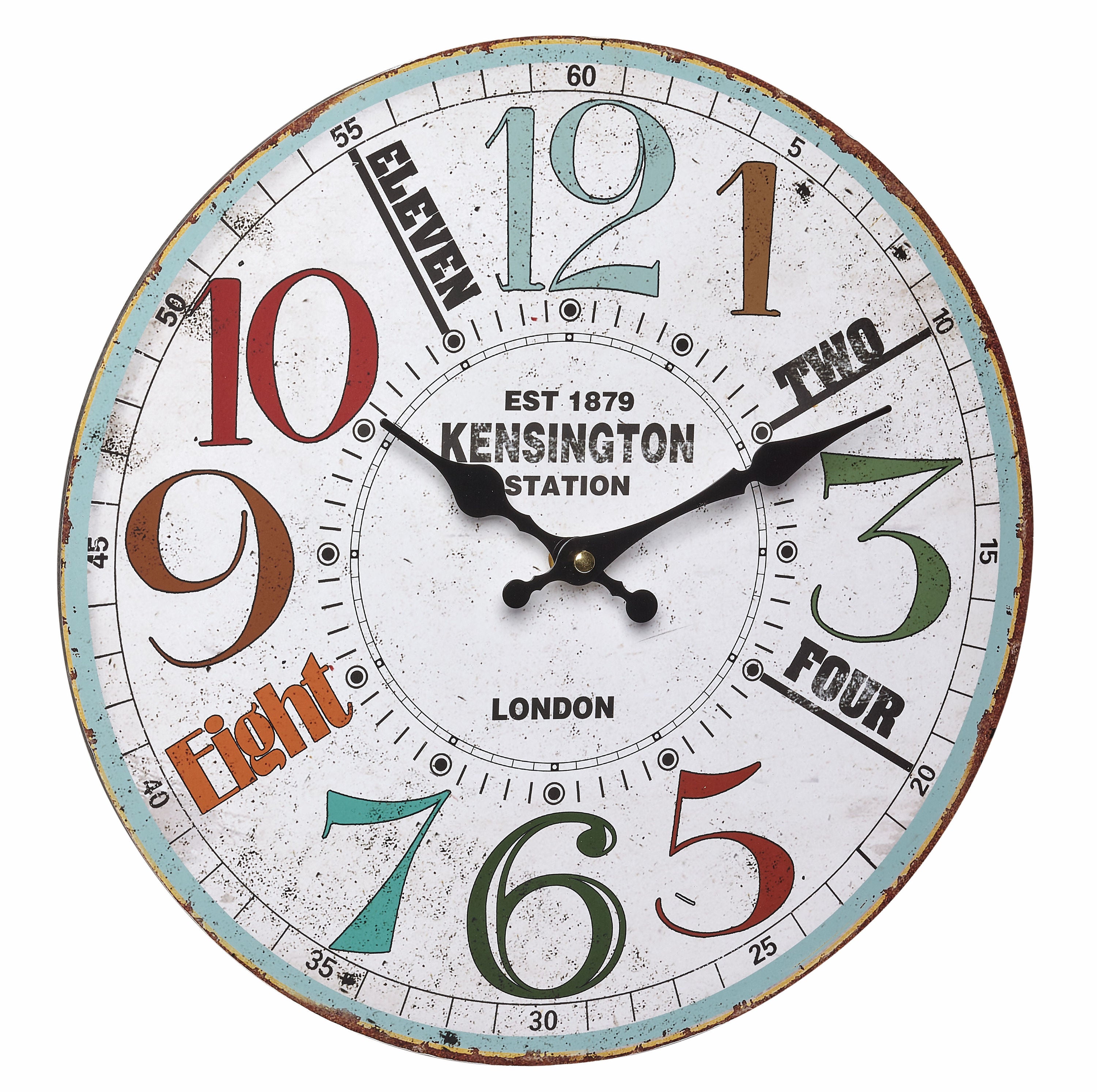 TFA-Dostmann TFA Dostmann Wanduhr – Analog, Ø 33,7 cm, Mehrfarbig, Holz