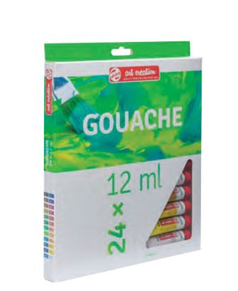 Talens Gouache – Mehrfarbig, Deckend – 24 Farben – 24×12 ml (288 ml) – für Holz