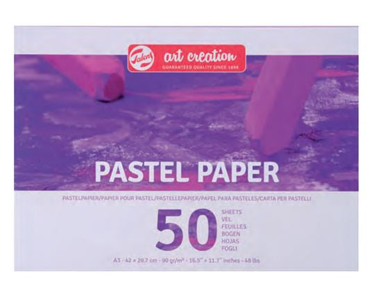 Talens Pastellpapier Zeichenblock – A3, 90 g/m², farbig, geleimt, 50 Blatt