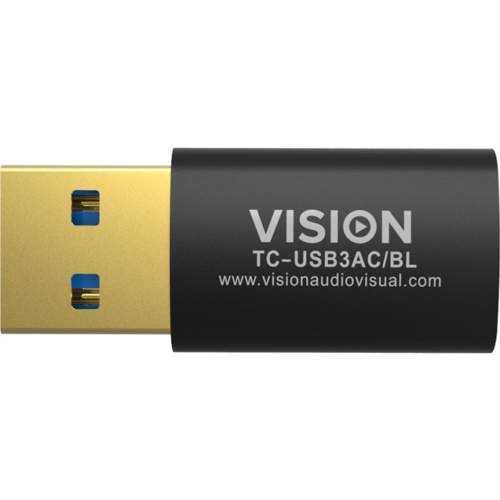 Vision TC-USB3AC/BL USB-A (F) zu USB-C (M) Adapter – USB 3.2 Gen 1 (5 Gbit/s), Schwarz