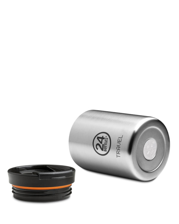 24Bottles Thermobecher Travel Tumbler – 3,5 dl – Edelstahl, isoliert, Sip&Go-Deckel – Steel