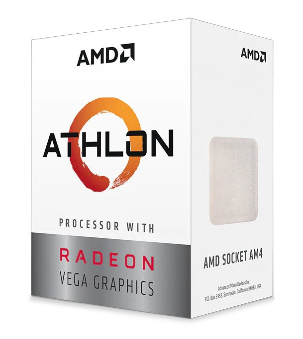 AMD Athlon 3000G – Prozessor – 2 Kerne, 4 Threads, 3,5 GHz, Sockel AM4, 35 W, Radeon Vega 3, Box, Kühler