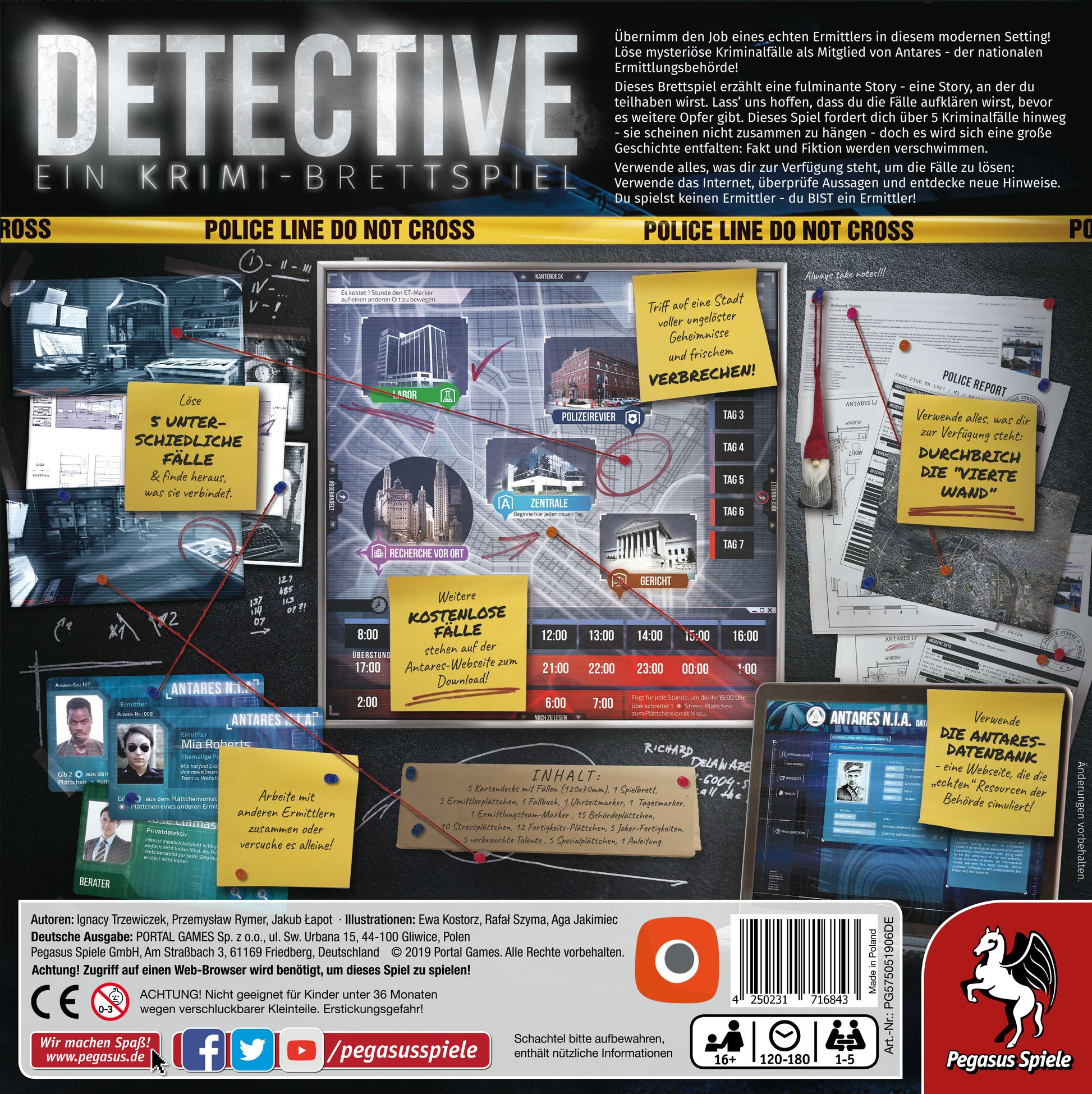 Pegasus Detective – Brettspiel, 1–5 Spieler, ab 16 Jahren, 120–180 Min., DE