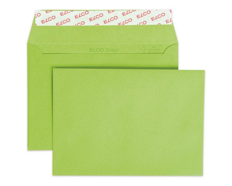 Elco Couvert C6, ohne Fenster, selbstklebend, intensivgrün, 100 g/m² – 25 Stk.