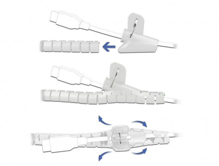 DeLOCK Kabelschlauch, Ø 15 mm × 2,5 m, wiederverwendbar – weiss