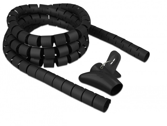 DeLOCK Kabelschlauch, Ø 30 mm × 2,5 m, wiederverwendbar, Polyurethan (PU) – schwarz