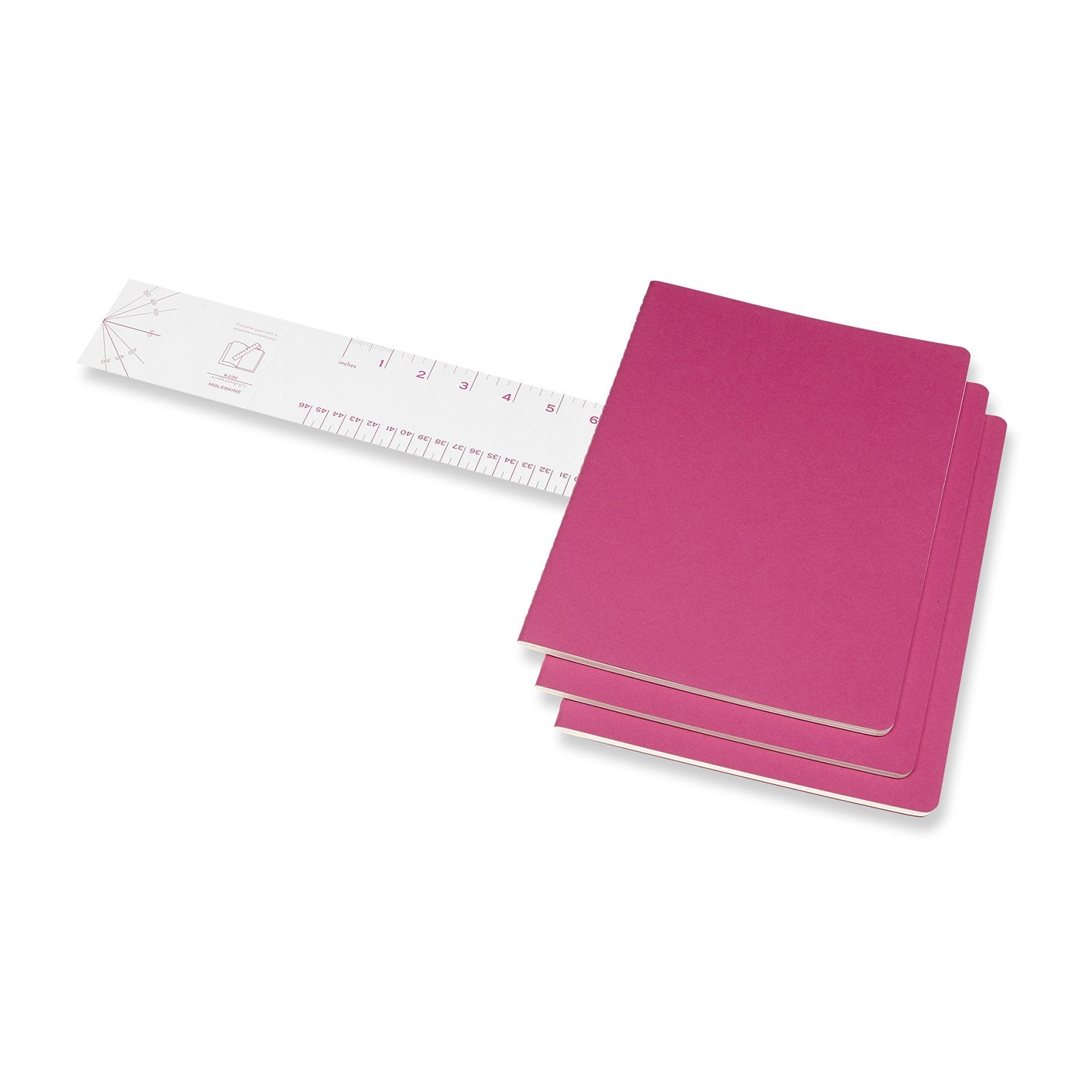 Moleskine Notizheft – 190 × 250 mm – 70 g/m² – Abgerundete Ecken, Einstecktasche, Pink, FSC, 3 Stück