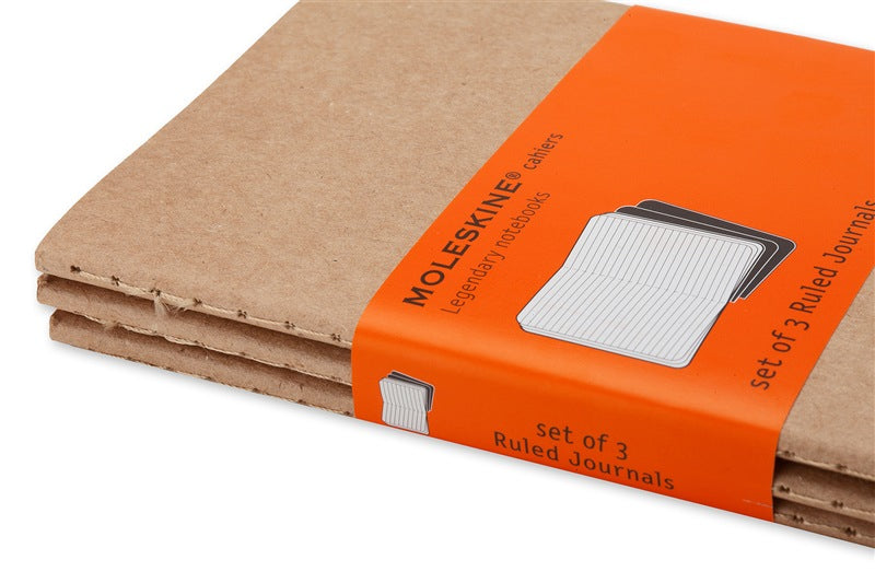 Moleskine Notizheft Cahiers Collection, Fadenheftung, Karton, 64 Seiten, 70 g/m² – Packpapierbraun, 3er-Pack