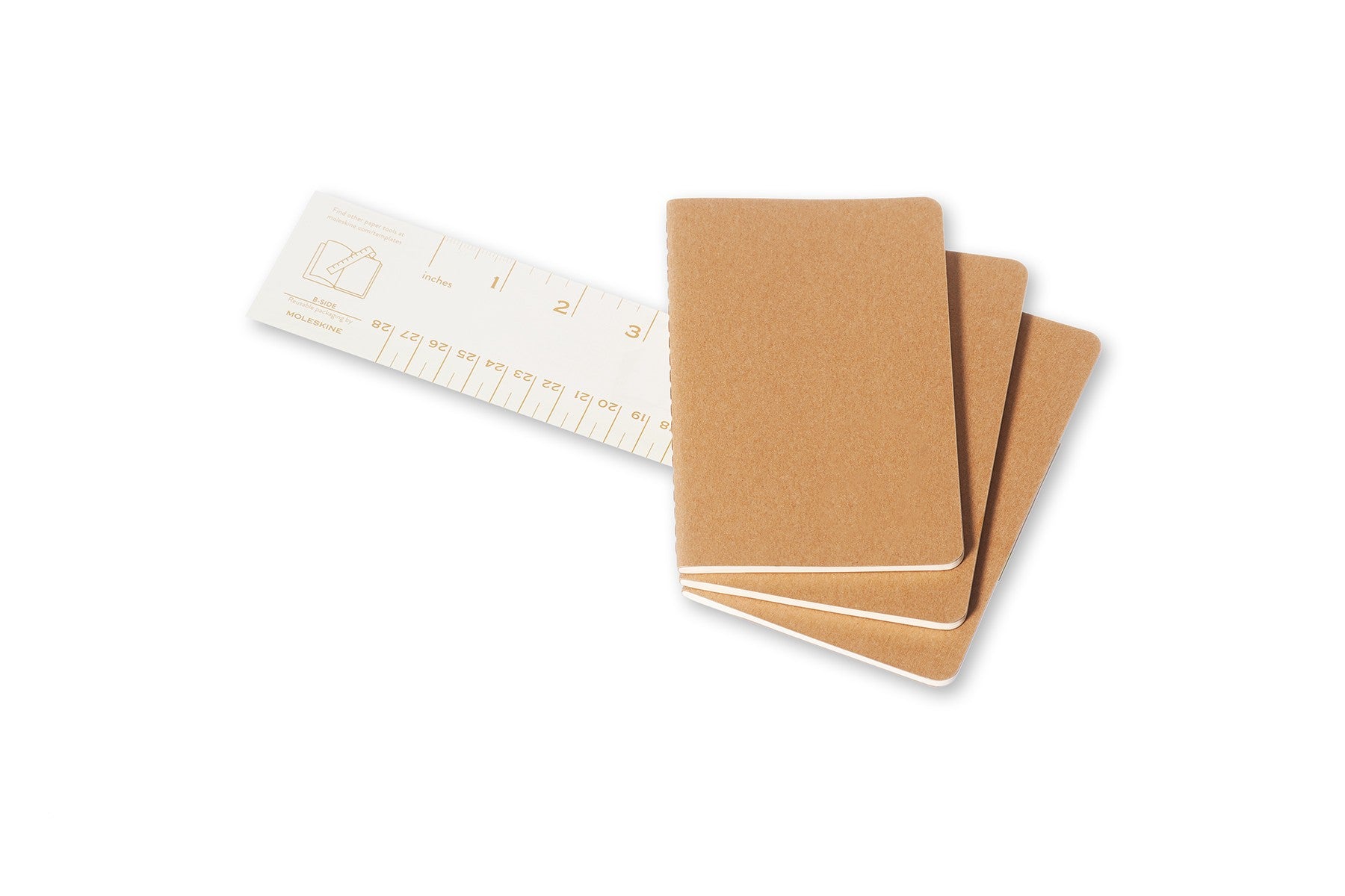 Moleskine Notizheft Cahiers Collection, Fadenheftung, Karton, 64 Seiten, 70 g/m² – Packpapierbraun, 3er-Pack