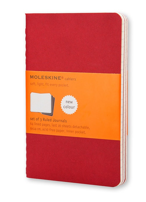 Moleskine Cahier Notizheft – A6 – liniert – Fadenheftung, 16 heraustrennbare Seiten, Innentasche