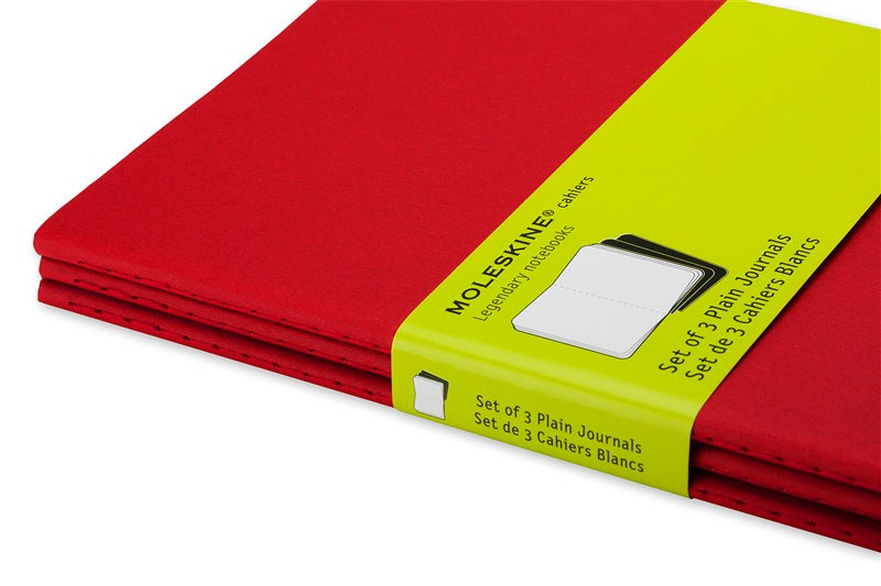 Moleskine Notizheft, blanko, Fadenheftung, Karton, 80 Seiten, 70 g/m² – Preiselbeerrot, 3er-Pack