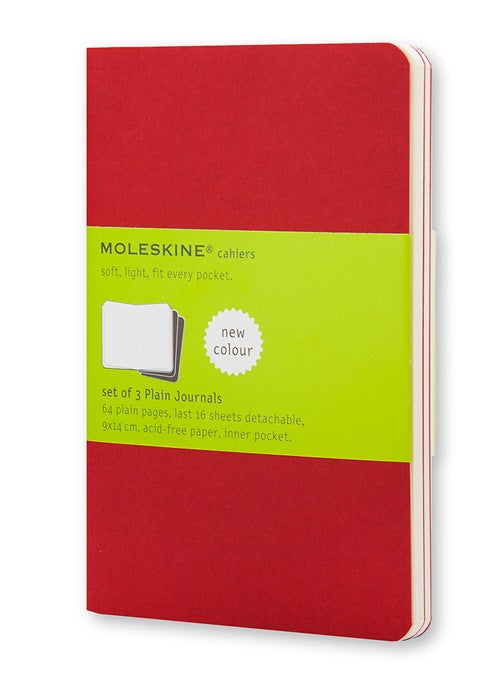 Moleskine Notizheft, blanko, Fadenheftung, Karton, 64 Seiten, 70 g/m² – Preiselbeerrot, 3er-Pack
