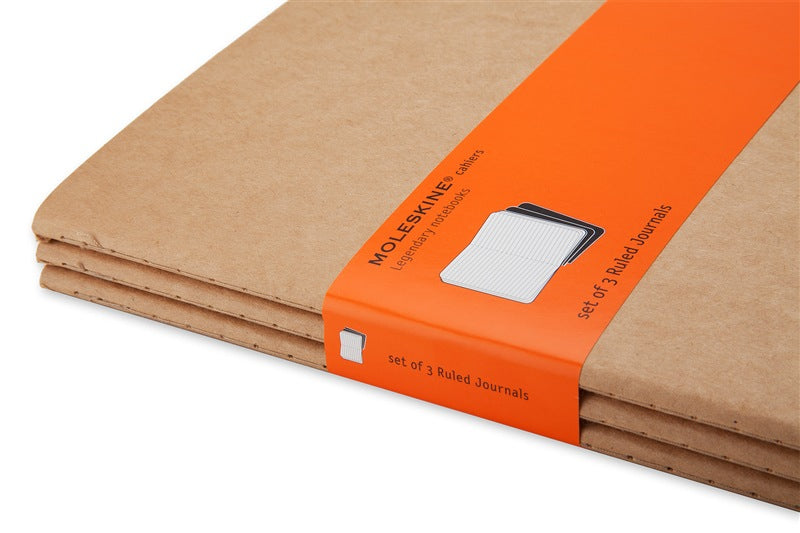 Moleskine Notizheft – 190 × 250 mm – Fadenheftung, perforiert, Innentasche, Kartoneinband, braun, 3 Stück