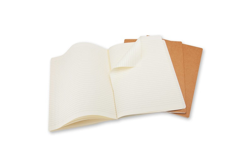 Moleskine Notizheft Cahiers Collection, Fadenheftung, 80 Seiten, 70 g/m² – Packpapierbraun, 3er-Pack