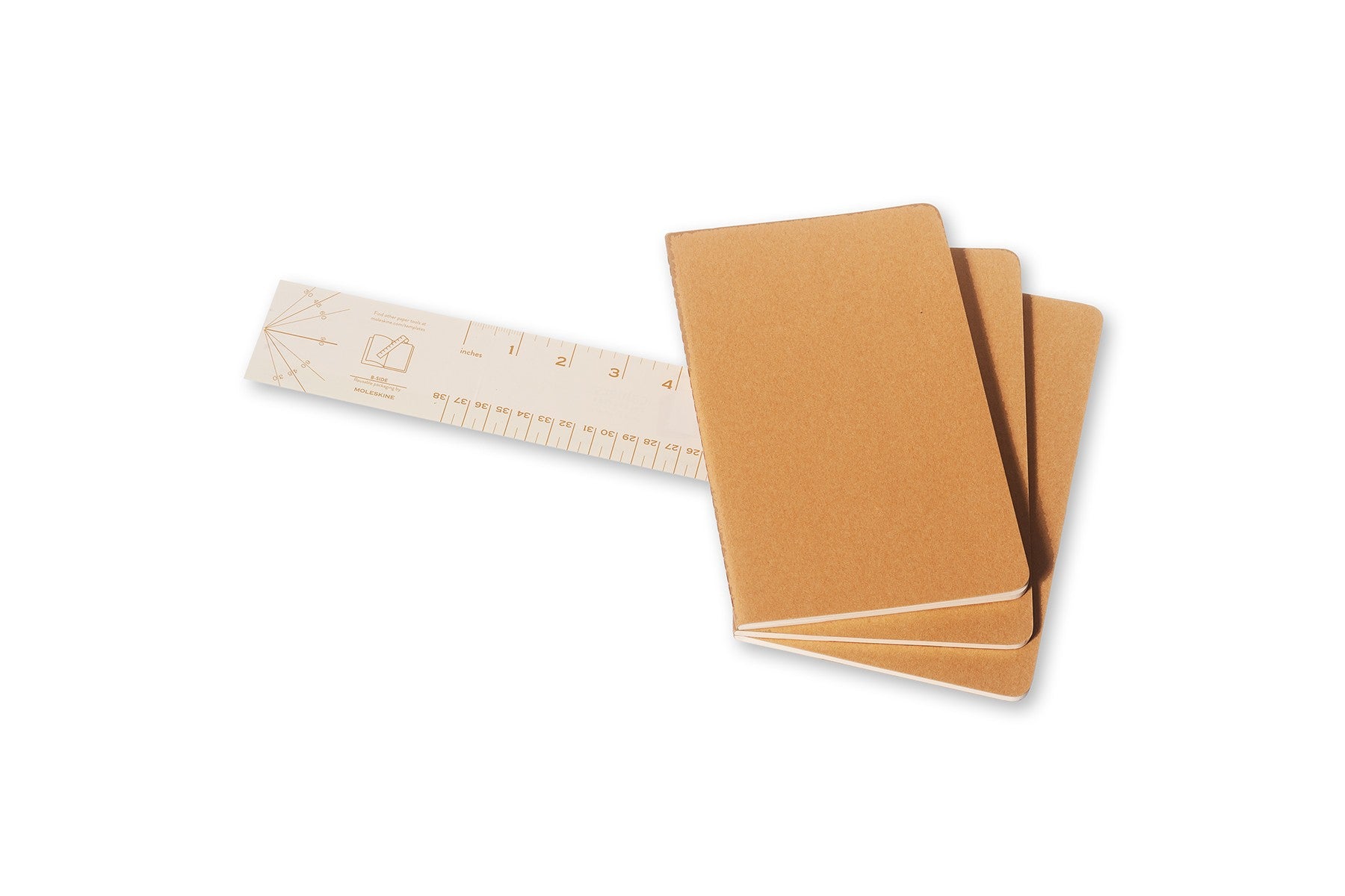 Moleskine Notizheft Cahiers Collection, Fadenheftung, 80 Seiten, 70 g/m² – Packpapierbraun, 3er-Pack