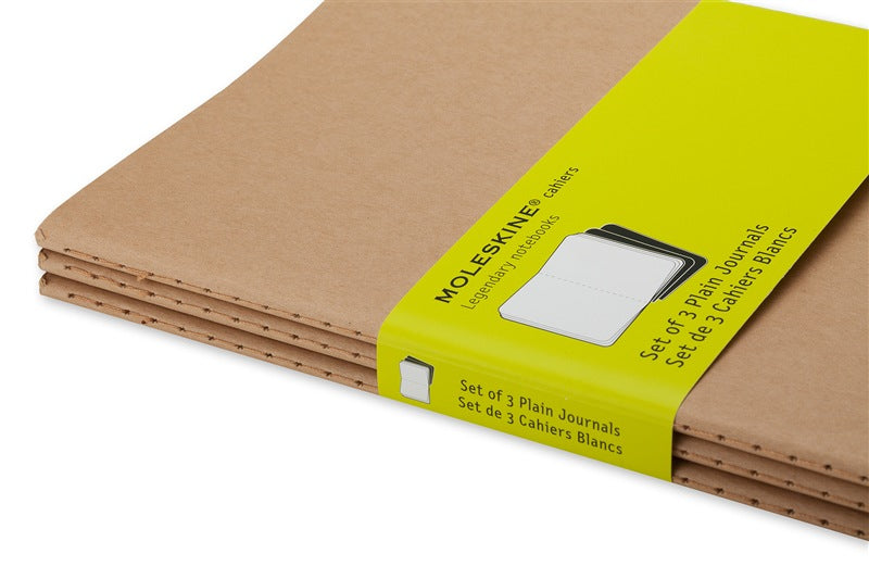 Moleskine Notizheft, blanko, Fadenheftung, Karton, 64 Seiten, 70 g/m² – Packpapierbraun, 3er-Pack