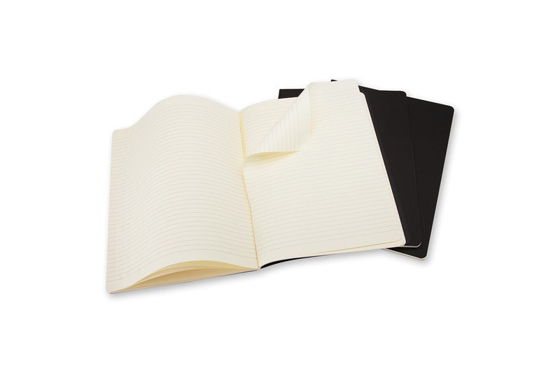 Moleskine Notizheft – 190 × 250 mm – 16 heraustrennbare Seiten, grosse Innentasche, schwarz, 3 Stück