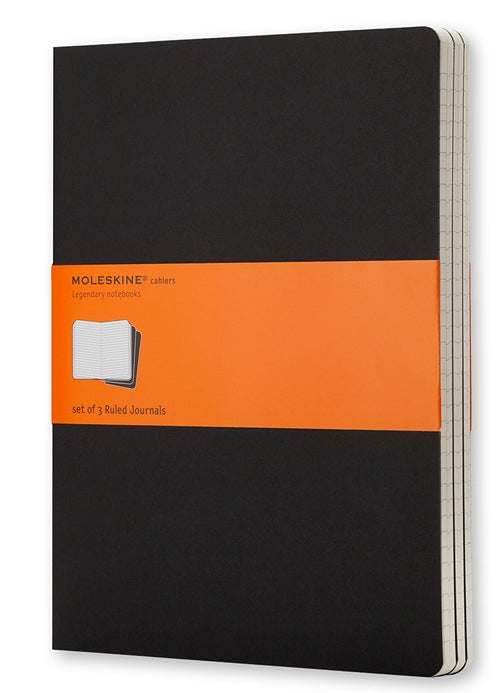 Moleskine Notizheft, 190 × 250 mm, liniert, Fadenheftung, Karton, 120 Seiten – schwarz, 3er-Pack