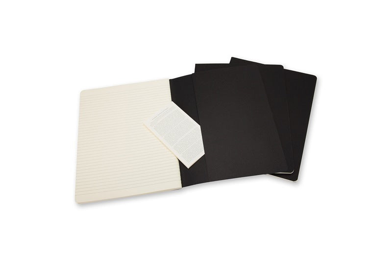 Moleskine Notizheft – 190 × 250 mm – 16 heraustrennbare Seiten, grosse Innentasche, schwarz, 3 Stück