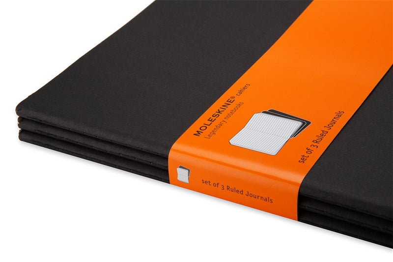 Moleskine Notizheft, 190 × 250 mm, liniert, Fadenheftung, Karton, 120 Seiten – schwarz, 3er-Pack