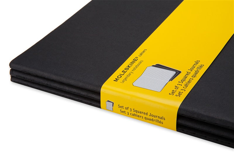 Moleskine Notizheft – 190 × 250 mm – letzte 16 Seiten herausnehmbar, Innentasche, schwarz, 3 Stück