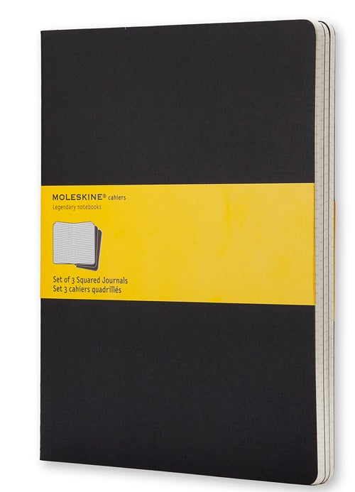 Moleskine Notizheft – 190 × 250 mm – letzte 16 Seiten herausnehmbar, Innentasche, schwarz, 3 Stück
