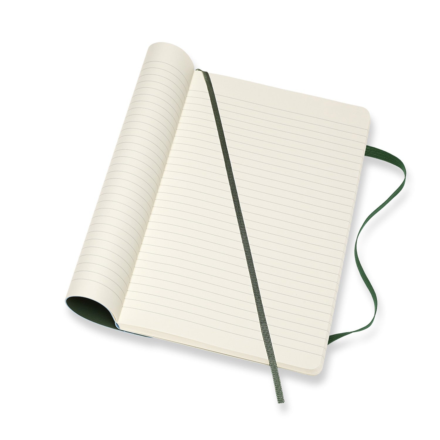Moleskine Notizbuch A5, liniert, Fadenheftung, Softcover, 192 Seiten, 70 g/m² – grün