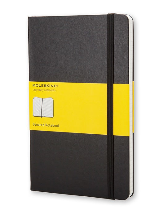 Moleskine Notizbuch, 90 × 140 mm, kariert, Leimbindung, Hardcover, 192 Seiten, 70 g/m² – schwarz