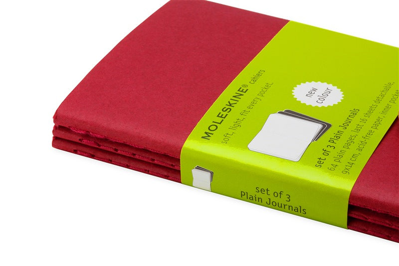 Moleskine Notizheft, blanko, Fadenheftung, Karton, 64 Seiten, 70 g/m² – Preiselbeerrot, 3er-Pack