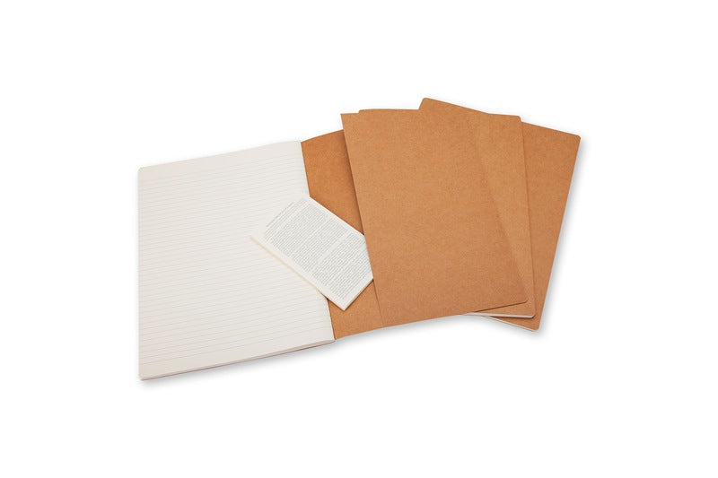 Moleskine Notizheft – 190 × 250 mm – Fadenheftung, perforiert, Innentasche, Kartoneinband, braun, 3 Stück