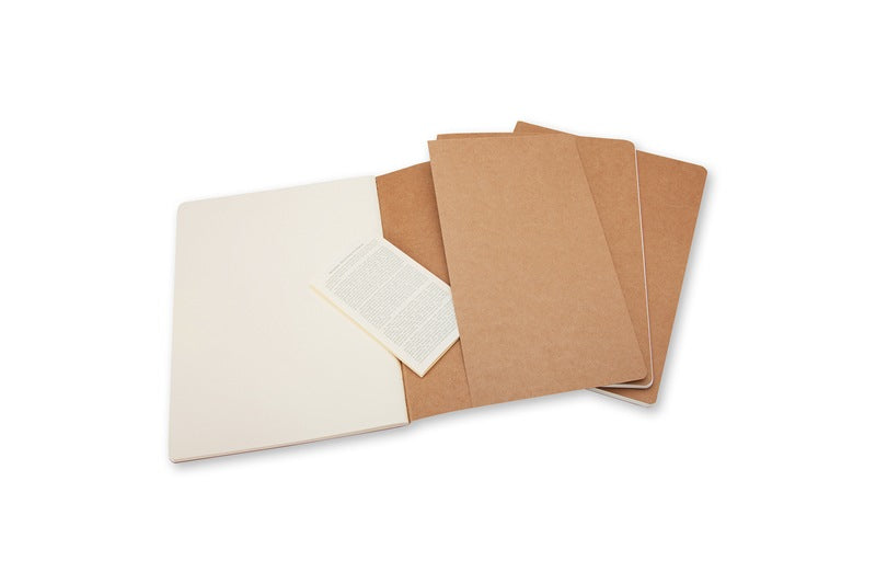 Moleskine Notizheft – 190 × 250 mm – 70 g/m² – Fadenheftung, perforiert, Innentasche – beige – 3 Stück